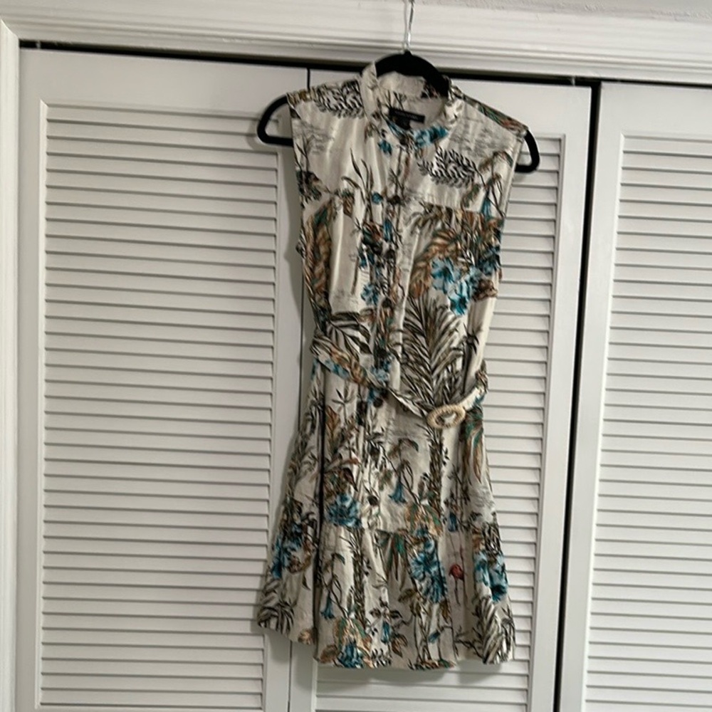 Banana Republic Cream and Blue Floral Mini Dress